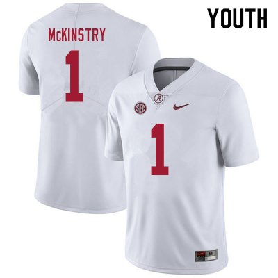 NCAA Youth Alabama Crimson Tide #1 Kool-Aid McKinstry Stitched College 2021 Nike Authentic White Football Jersey NN17N81IE